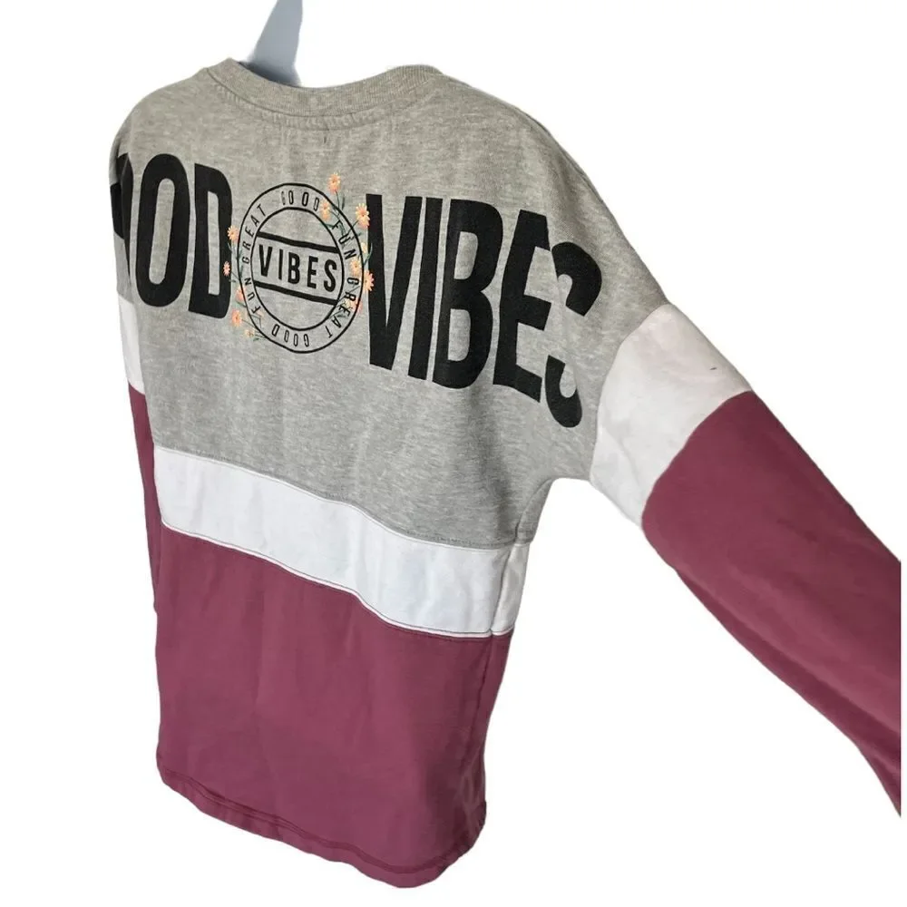 🔥4/$25 Miss Chievous Color Block Crew Neck Sweatshirt, Size Small